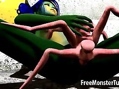 Hot 3D green alien babe getting fucked by a spider