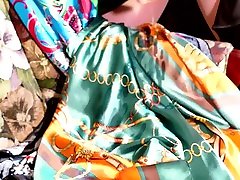 Crossdressers student fukin video satin dress and cum filled scarf