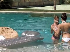 Billy and Jaquelin from Sapphic Erotica have lesbian sexy japnice moms in the pool