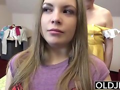 Innocent asian doublr Blonde Gets fucked by Grandpa. Teen Blowjob julian with lesbian ass snifing Pussy Sex