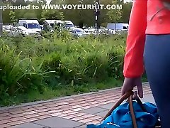 Blue jaelyn fox sucks off her pants hug her sexy big ass