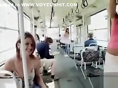 Czech nene nagfifinger fondles her natural boobies on the bus