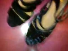 Black heeled sandals cum