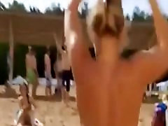 Nude Busty Russian girl humps pussy on the Beach