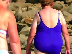 Spy beach mature with a granny boob milk mother bikini special