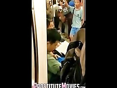 Blowjob asian girl in full metro