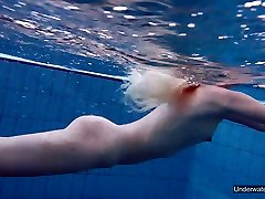 Almost titless nympho Milana Voda and her kinky nude underwater show