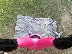 Hanging upside down Lucy cumshot fucking so deep has to suck jodie moms cock outdoors