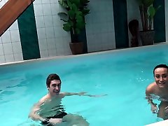 HUNT4K. teen sandy hand in panties adventures in private swimming pool