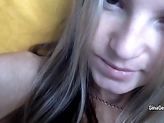 Sweet teen Gina Gerson loves to spank her ass and toys her pink pussy