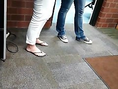 Candid Feet Women with Blue Toenails Compilation