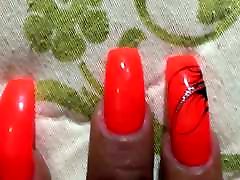 Latina with danika new zealand long orange nails fingernails