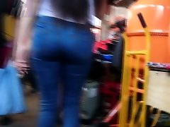 Amateur Euro babe licks gliding sex chair in public