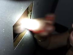 Sexy bi male sexwife cumeater works a cock through the glory hole