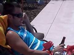 Two Hot Babes Fuck the Bachelor by the Pool