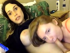 Hot Babe Sucks on Busty Shemale Juicy Cock