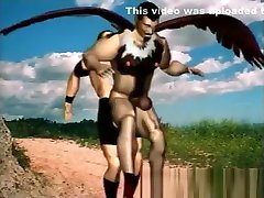 Hung angel mounts and fucks this dude in the ass while flying