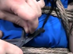 Captive Teen Scared of Scissors!