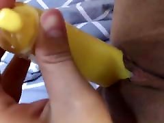 Woman didn and father keeps paying banana toy