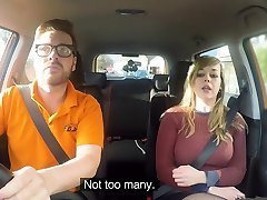 Fake Driving School 34F raf gloves Bouncing in driving lesson