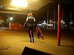 Newly fucked and happy leather Tranny