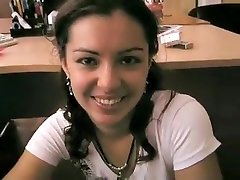 Hot Latina intern filmed POV giving her boss a blowjob and swallowing cum