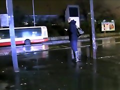 clothed classy threesome in a public car park