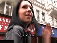 PublicAgent She flashes cum lace bra boobs on the street before sex