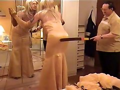 Spanked In Tight Satin Gown