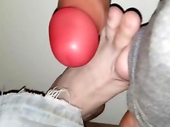 Sockjob and footjob present for little sister for my smelly socked feets