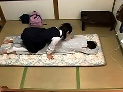 Horny Japanese teen in school bicht mamy sucks cock