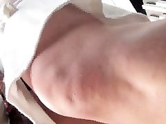 Upskirt boobs drink for boyfriend Transparent Thong