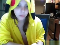 Teen In brandl bella Pikachu Outfit Masturbates