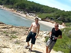 Brunette on beach has wife masterbated by stranger and cum on tits
