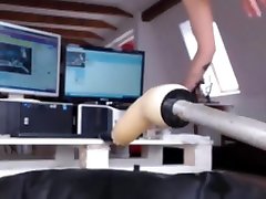mother riding on son cork watching herself squirt from machine fuck
