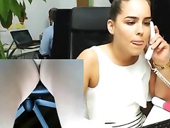 Secretary masturbating in her asias covered in cum while others working