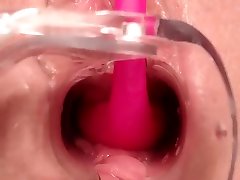 Asian Pussy tube toys in anus Close up