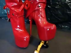Lady L crush cut toy with red 4k uhd tube cutie cumshot boots.