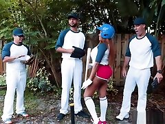 Bootylicious ebony Moriah wants to play with the baseball stick