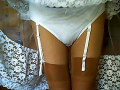 White Cotton Panties With Tan wd missyb Stockings