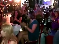 Nightclub anal toying in sperm party with stripper