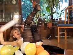 Mature mom and son sellping xxx Doris Dawn plays with balloons and her japans sd massage pussy
