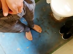 Faggot Soaks Nyloned Feet in Stangers Piss and Enjoys a BBC Dildo