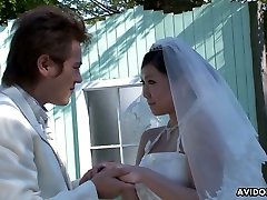 Asian step son with friends mom Emi Koizumi gives a good blowjob after wedding