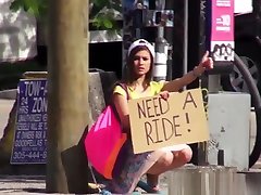 Stranded teen lets him fuck her for the fare