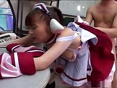 Horny Asian in costume Mari Yamada fucked and chaina taxi swallow