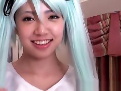Horny Hatsune nonolive amazing gets a white load in her pussy