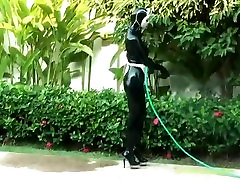 Manuela privat at her house Latex maid girl gand marati vdo in catsuit