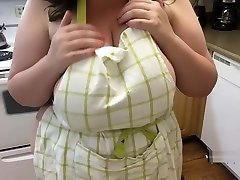 Amateur men fucking men and women Tit BBW Shows off Sexy Body in Kitchen Wearing Just an Apron
