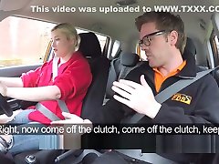 Blonde Driving Student Takes Cock In Car